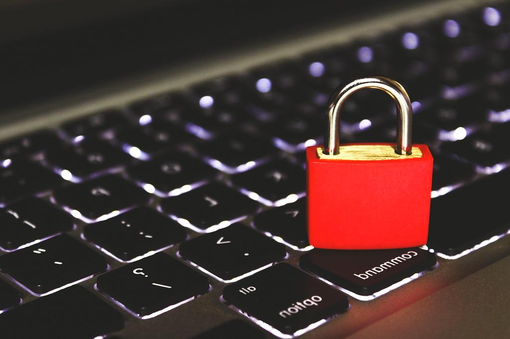 Cybersecurity lock on digital screen